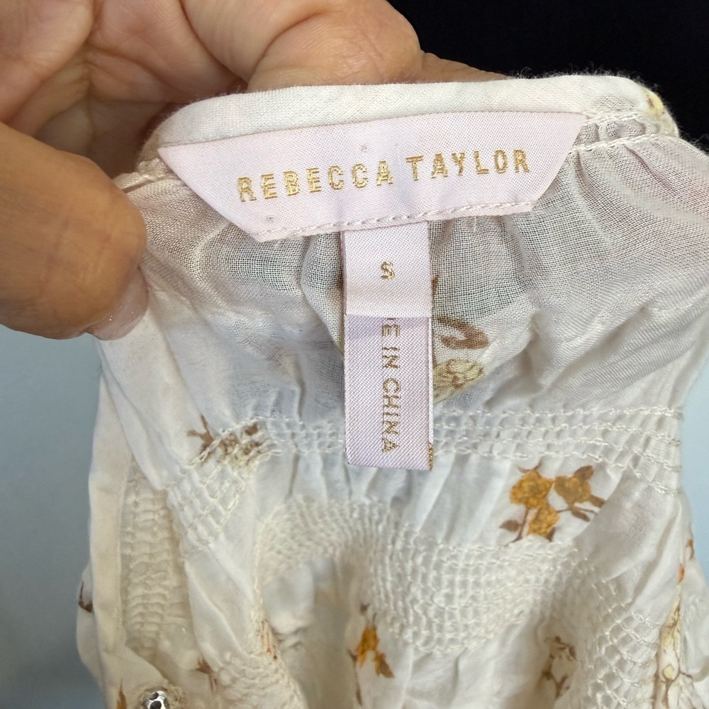 Rebecca Taylor Cream Floral Blouse size small - Picture 7 of 7